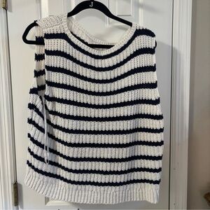 Abercrombie & Fitch Navy and White Striped sleeveless vest
